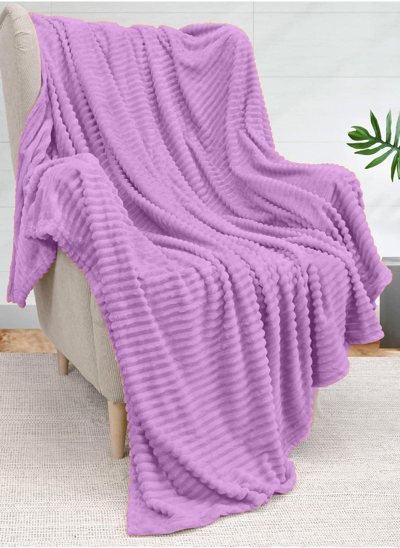 T G H Striped Flannel Fleece Blanket Plush Throw Blanket Super Soft Blanket King Size(220x240) For Bed and Sofas Luxurious Warm and Comfortable  - Image 4
