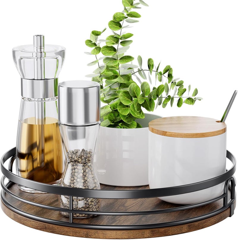 LAMU 9'' Lazy Susan Turntable Organizer for Cabinet, Round Wood Lazy Susan for Table Top, Countertop, Kitchen, Pantry, Spice, Bathroom Vanity, Decor - Image 1