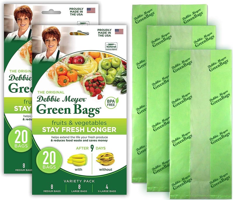Debbie Meyer , GreenBags 40-Pack (16M, 16L, 8XL) | Reusable Storage Bags Keeps Fruit, Vegetables, Produce, Cut Flowers Fresh Longer, Kitchen & Fridge Preservation Solution, BPA Free, Made in the USA - Image 1