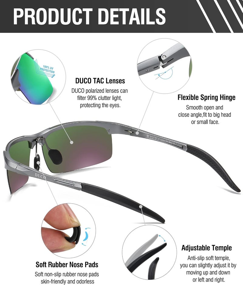 Duco Mens Sports Polarized Sunglasses UV Protection Sunglasses for Men 8177s - Image 4