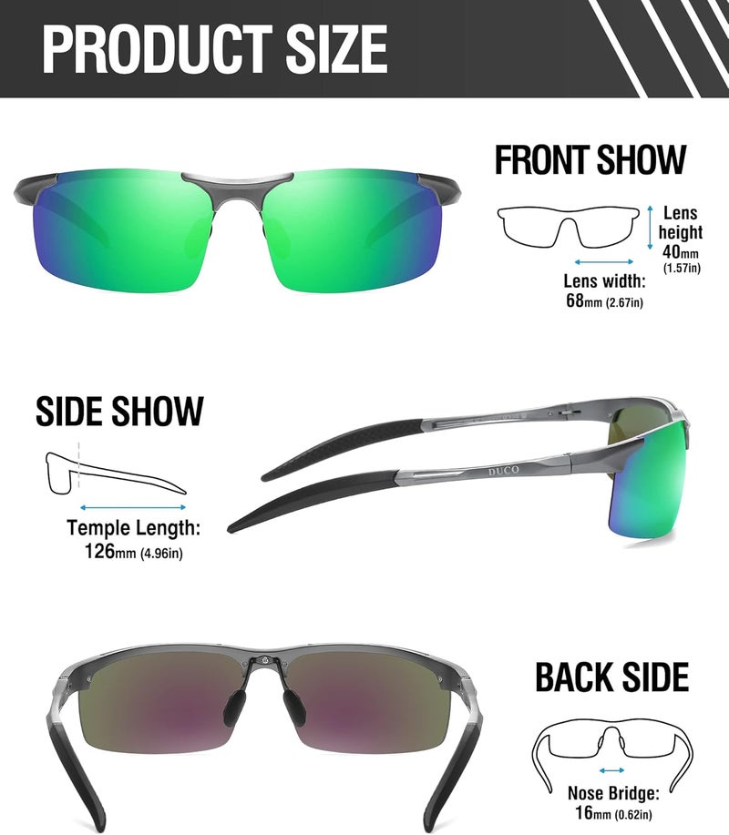 Duco Mens Sports Polarized Sunglasses UV Protection Sunglasses for Men 8177s - Image 3