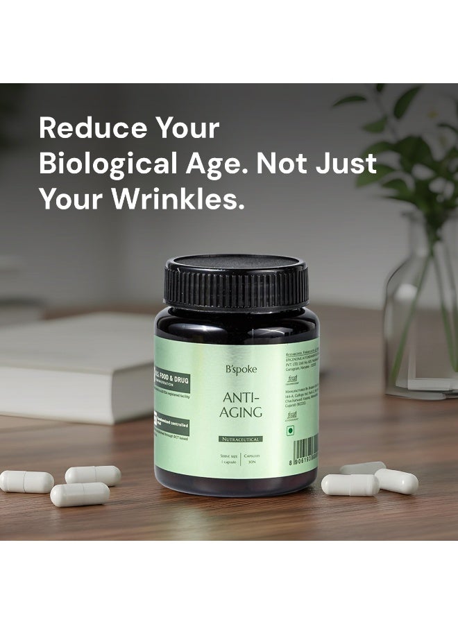 B'spoke B’spoke Anti-Aging | Advanced Cellular Defense with CoQ10, Trans-Resveratrol & Vitamin A | Supports Skin Elasticity, Energy & Heart Health | For Men & Women | 30 Veg Capsules - Image 3