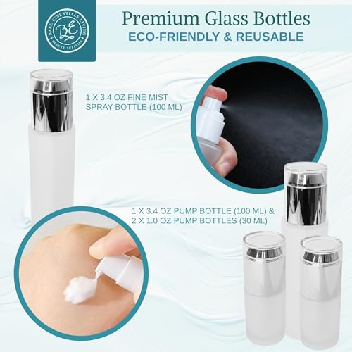 Bare Essentials Living 14 Pcs Travel Skincare Containers Set-TSA Approved Toiletry Bag & Glass Travel Bottles for Toiletries Pump, Spray & Dropper Bottles Travel Size Containers for Foundation, Serum Moisturizer Oil & Cream - Image 5
