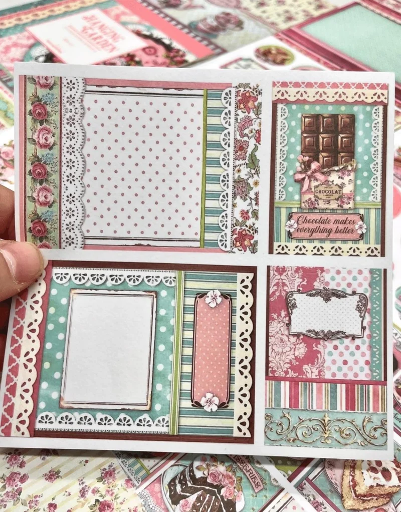 كاغيت جيمي دوكان Paper Ship Shop Hanging Garden Vintage Period Sweets Patterned 5 Sheets Sticker and 20 Sheets Patterned Scrapbook Paper