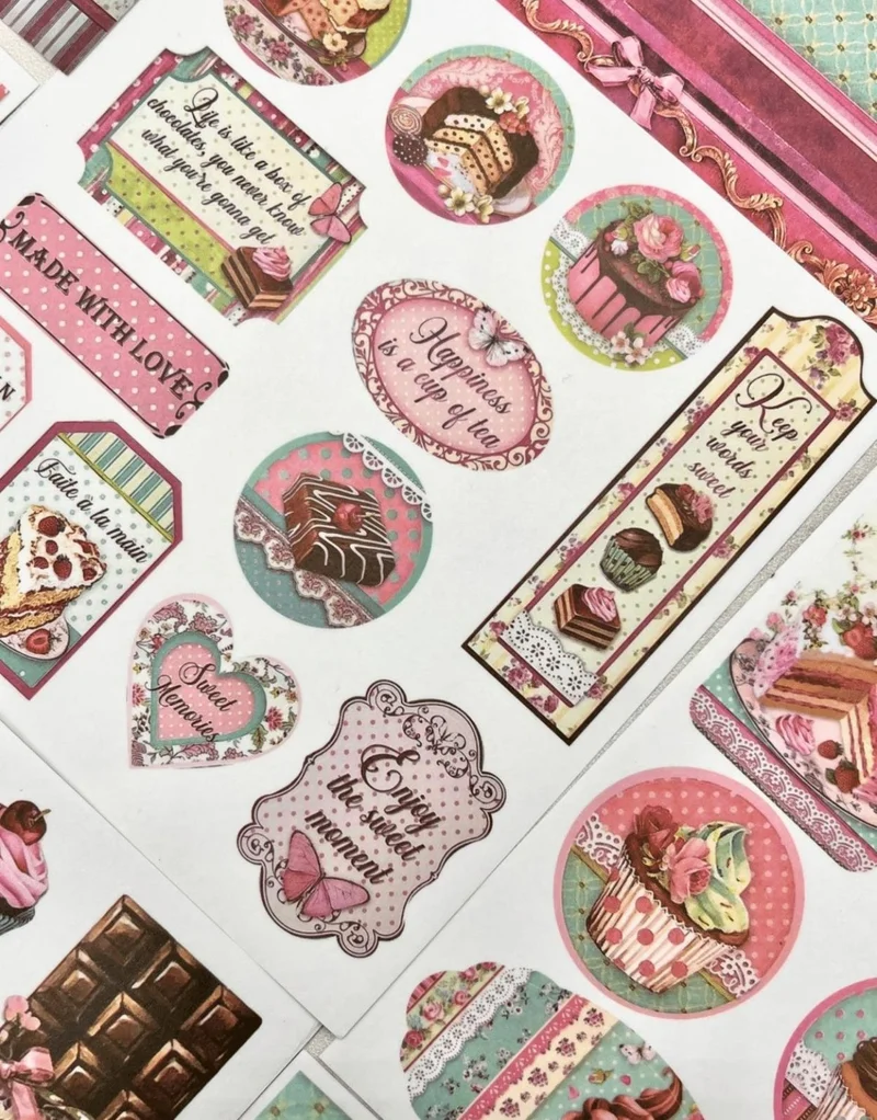 كاغيت جيمي دوكان Paper Ship Shop Hanging Garden Vintage Period Sweets Patterned 5 Sheets Sticker and 20 Sheets Patterned Scrapbook Paper