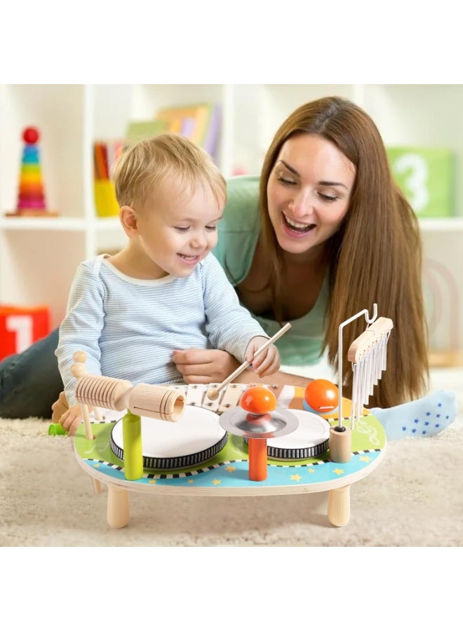 LBMT Kids Drum Set for Toddlers, Wooden Musical Instruments Baby Preschool Educational Musical Toys, Xylophone Wind Chime Kids Music Set Sensory Toys Birthday Gifts for Girls Boys - Image 3