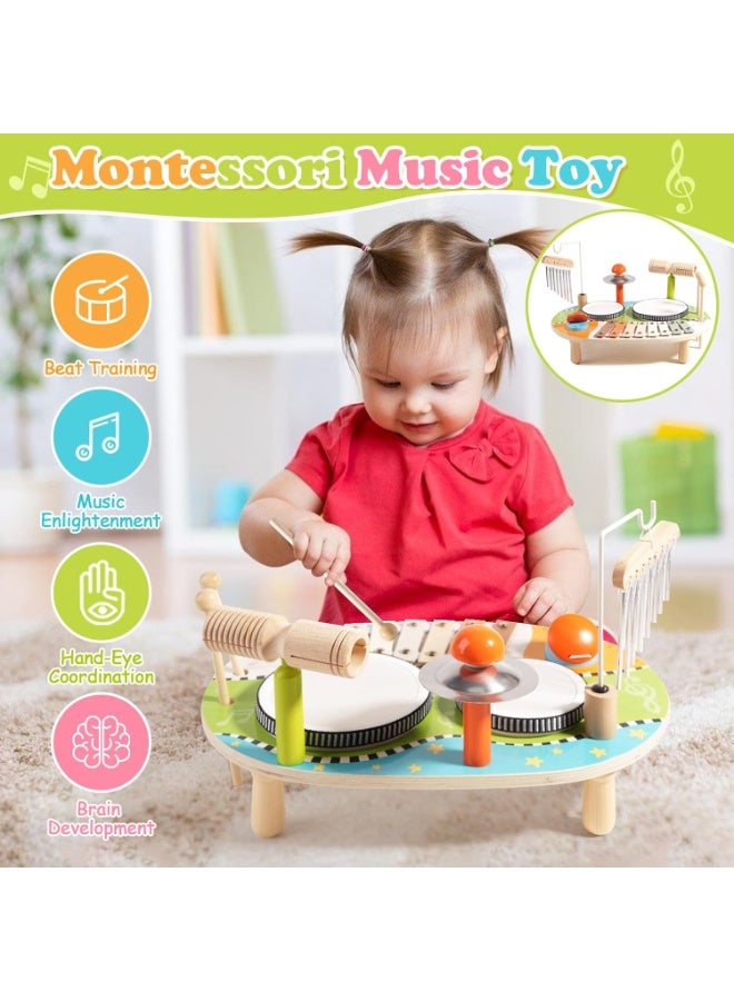LBMT Kids Drum Set for Toddlers, Wooden Musical Instruments Baby Preschool Educational Musical Toys, Xylophone Wind Chime Kids Music Set Sensory Toys Birthday Gifts for Girls Boys - Image 4