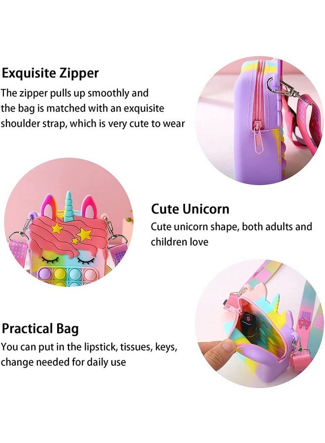 PLUSPOINT PLUSPOINT Unicorn Pop Shoulder Bag FidgetToys Pop It Purse Push Bubble Fidget Sensory Stress Release Toys for Kids Purse for Girls (Unicorn Pouch)  - Image 4