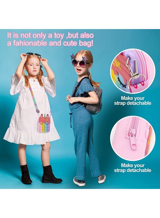 PLUSPOINT PLUSPOINT Unicorn Pop Shoulder Bag FidgetToys Pop It Purse Push Bubble Fidget Sensory Stress Release Toys for Kids Purse for Girls (Unicorn Pouch)  - Image 3