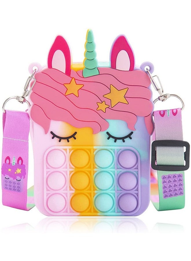 PLUSPOINT PLUSPOINT Unicorn Pop Shoulder Bag FidgetToys Pop It Purse Push Bubble Fidget Sensory Stress Release Toys for Kids Purse for Girls (Unicorn Pouch)  - Image 1