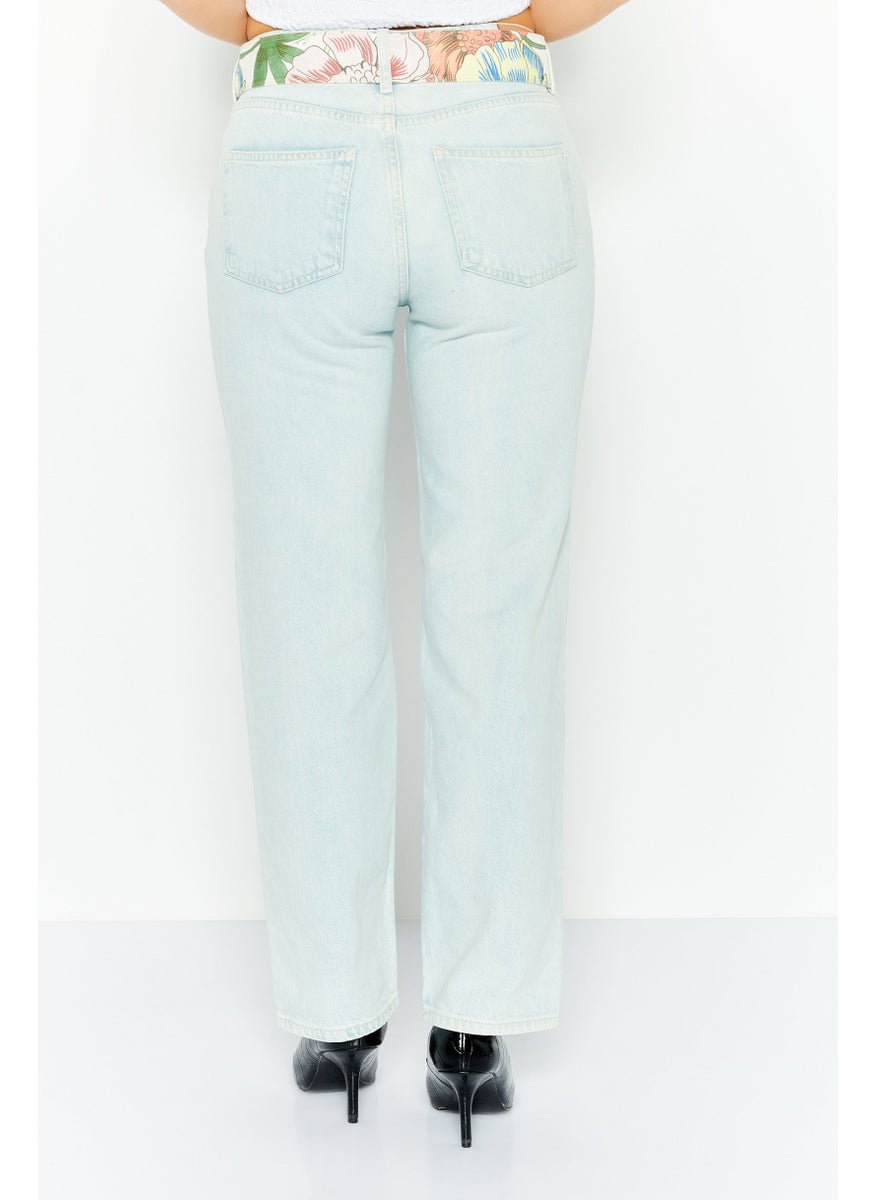 Scotch & Soda Women Straight Fit Belted Washed Denim, Blue  - Image 3
