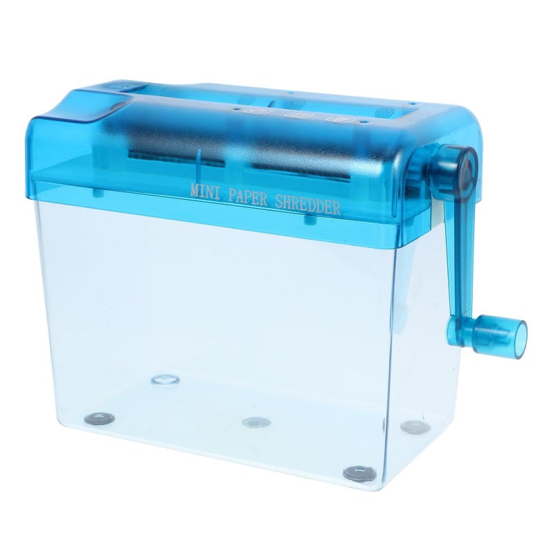 Blue Manual Hand Crank Paper Shredder Small Desktop Cutter for Home Office Use Household Portable Document Shredder - Image 2