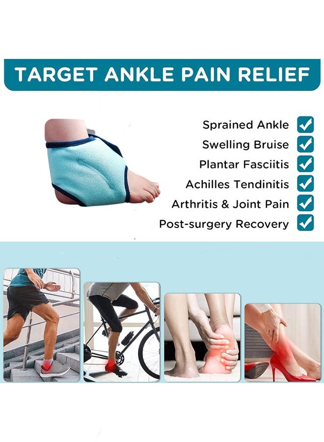بونيتو لفافة ثلج للكاحل للتورم، لفافة ثلج هلامية ساخنة وباردة للكاحل والقدم، التهاب اللفافة الأخمصية، لفافات هلامية للإصابات قابلة لإعادة الاستخدام، لالتهاب اللفافة الأخمصية، نتوءات الكعب، التهاب وتر أخيل، هدية للرجال والنساء بعد الجراحة - Image 2
