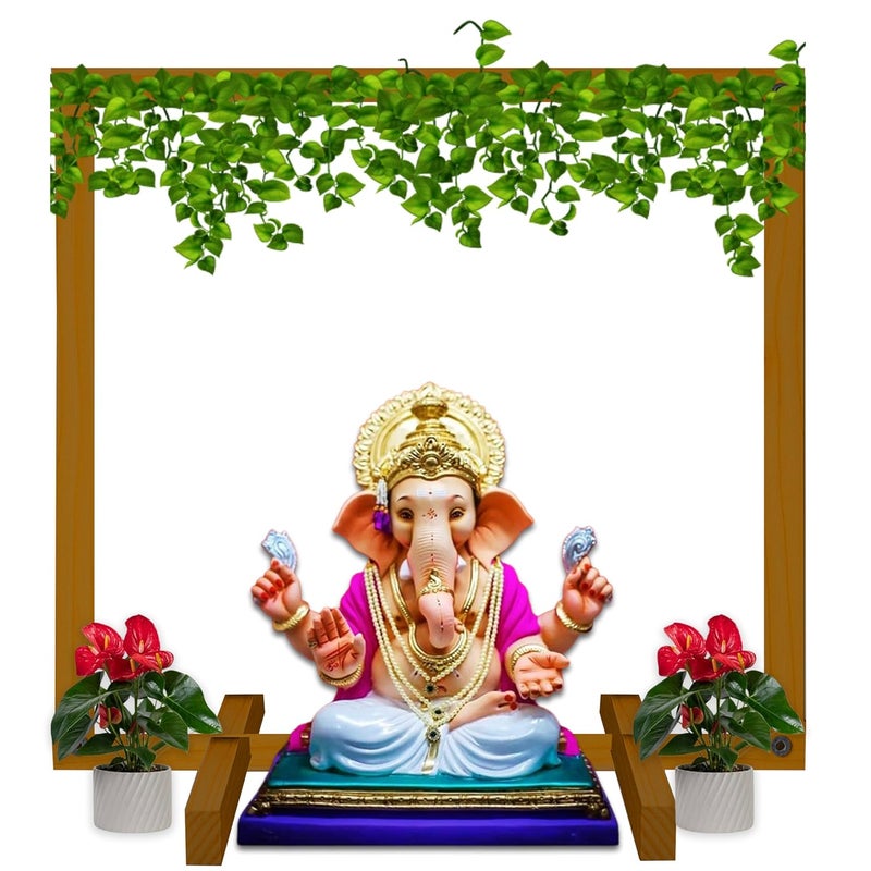 SOLOBOLO Mandir Foldable Backdrop Stand for Ganpati ,Navratri,Durga Pooja,Ideal for Home Mandir and Office as Backdrop Frame, Festival Decoration Item (24x18 Inches) - Image 1