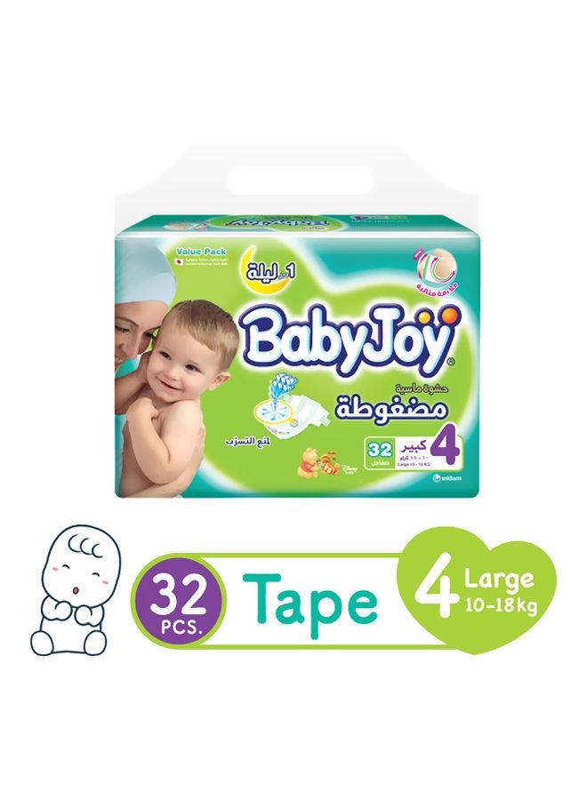 BabyJoy Baby Diapers, Size 4, 10 - 18 Kg, 128 Count (32 x 4) - Large - Image 2
