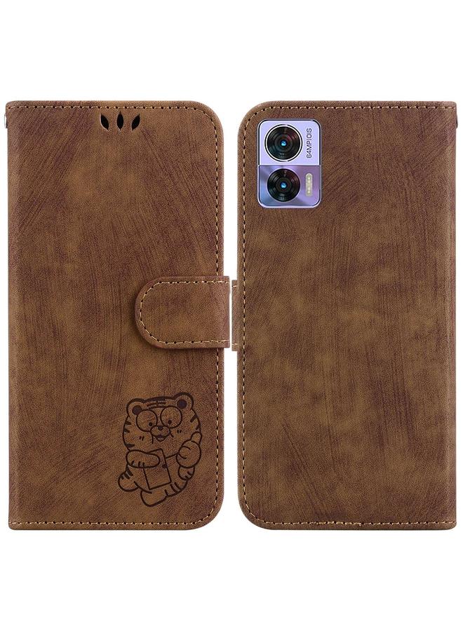 S-TOP Case For Motorola Edge 30 Neo / 30 Lite Little Tiger Embossed Leather Phone Case - Image 1