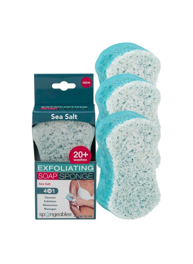 Spongeables Body Wash in a 20+ Wash Sponge, Sea Salt, 3 Count - Image 1