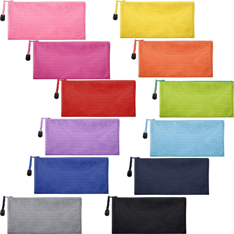 JOVITEC 12 Colors 12 Pcs Pencil Pouch Zipper Pencil Bags Bulk Waterproof Bag for Cosmetic Makeup Office Supplies and Travel Accessories - Image 2