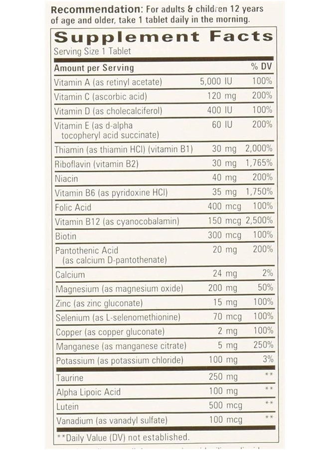 Alpha Betic - Once Daily Multivitamin for Diabetics, Gluten Free, Sugar Free, Extended Energy Dietary Supplement, 30 Tablets (3 Pack)3 - Image 1