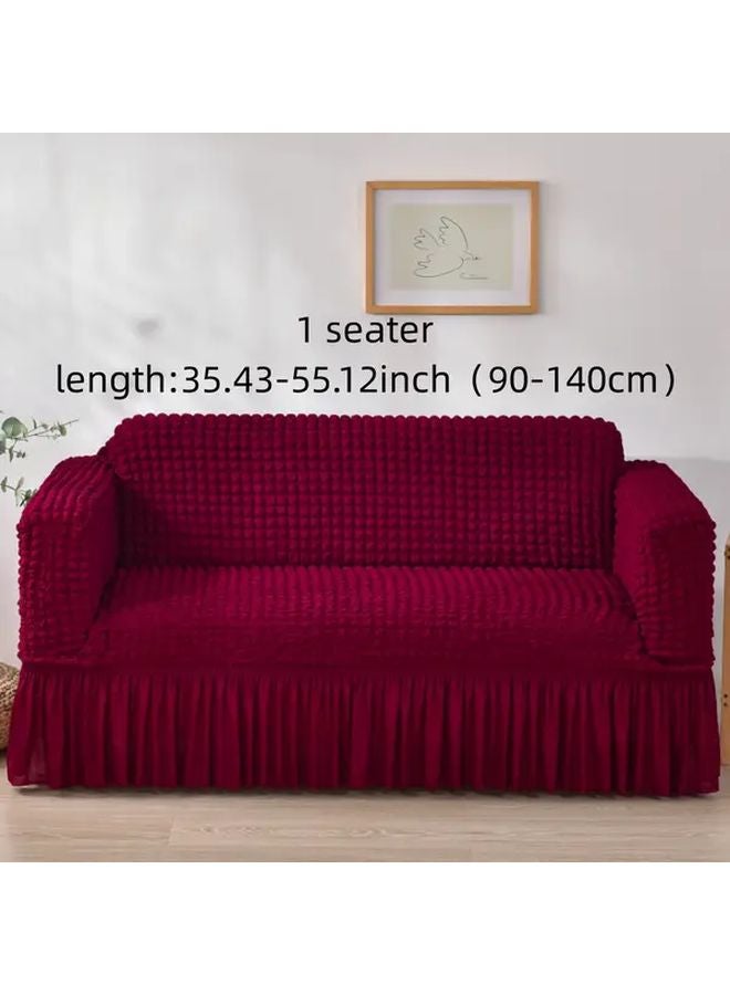 برغوندي مقعد واحد صوف سيرسكر غطاء أريكة مرن قابل للتمدد غطاء أثاث واقي - Image 1