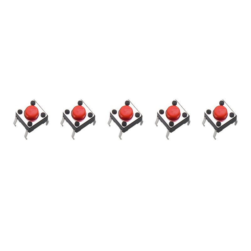 UNIVERSAL HUB زر ضغط 4PIN 6X6X5MM أحمر حسي عبوة من 100 - Image 4