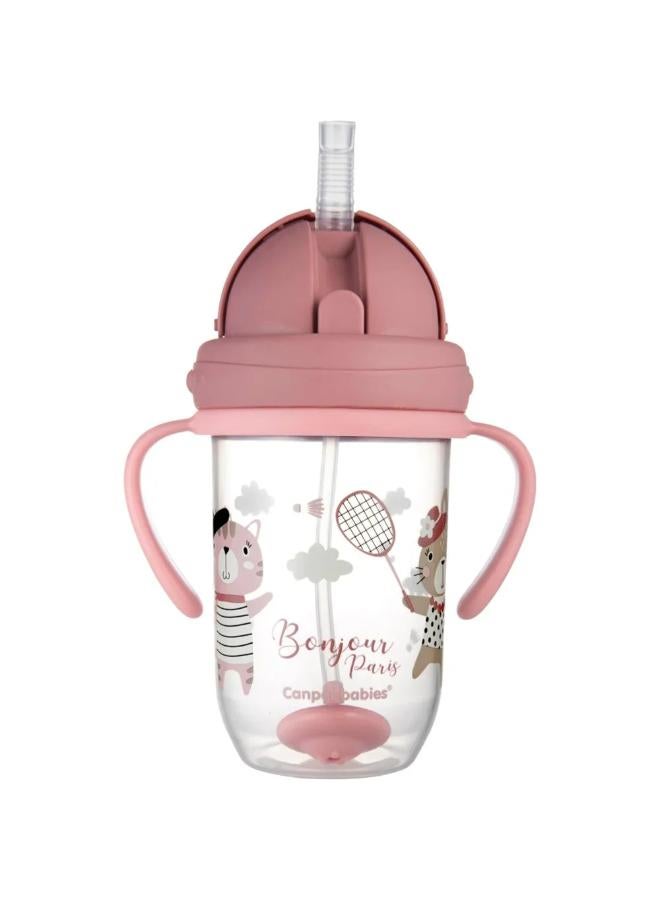 Canpol Babies Non-Spill Expert Sports Cup with Weighted Straw 270ml 6m+ – Pink - Image 2