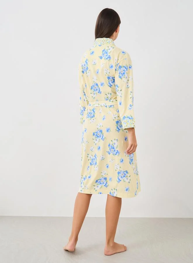 Styli Styli All-Over Floral Print Belted Robe