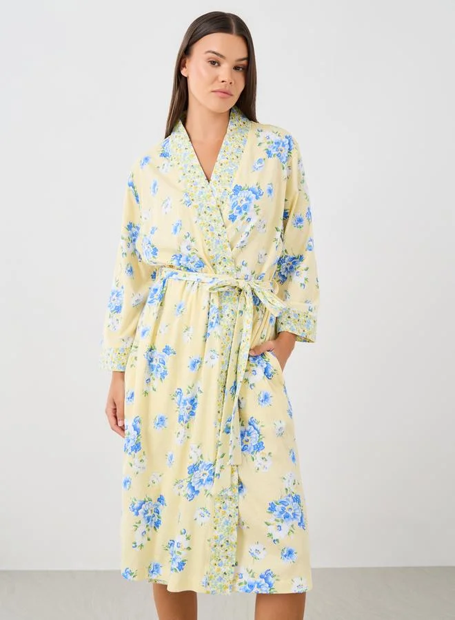 Styli Styli All-Over Floral Print Belted Robe