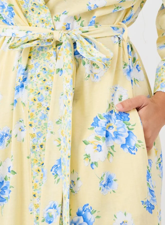 Styli Styli All-Over Floral Print Belted Robe