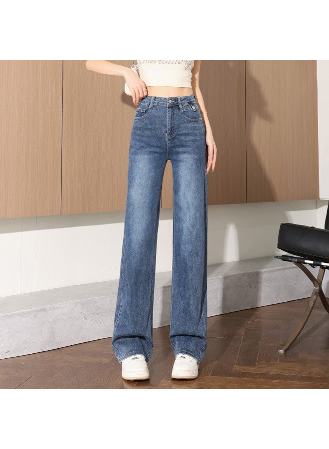 TonLion Solid Color Minimalist Korean-style Youthful Versatile Casual Spring Women's Jeans - Flattering High-waisted Straight-leg Pants - Image 5