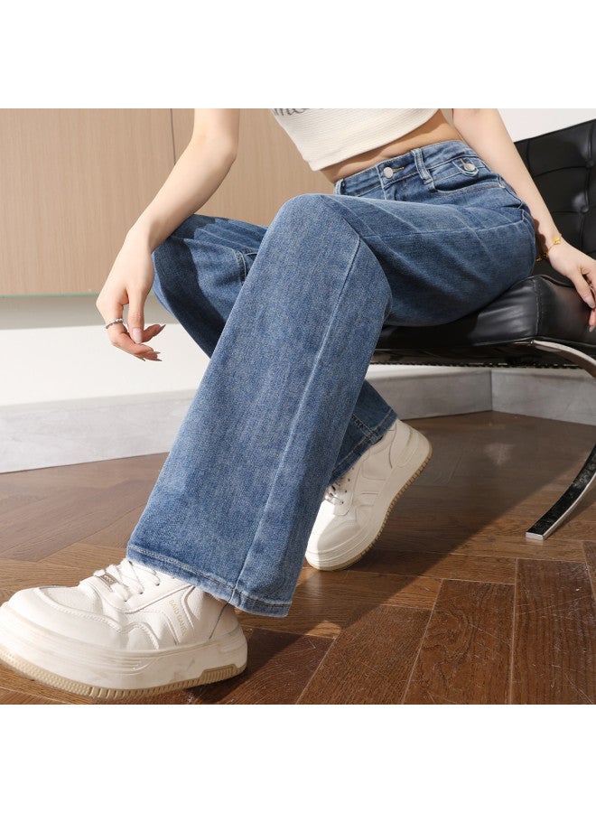 TonLion Solid Color Minimalist Korean-style Youthful Versatile Casual Spring Women's Jeans - Flattering High-waisted Straight-leg Pants - Image 3