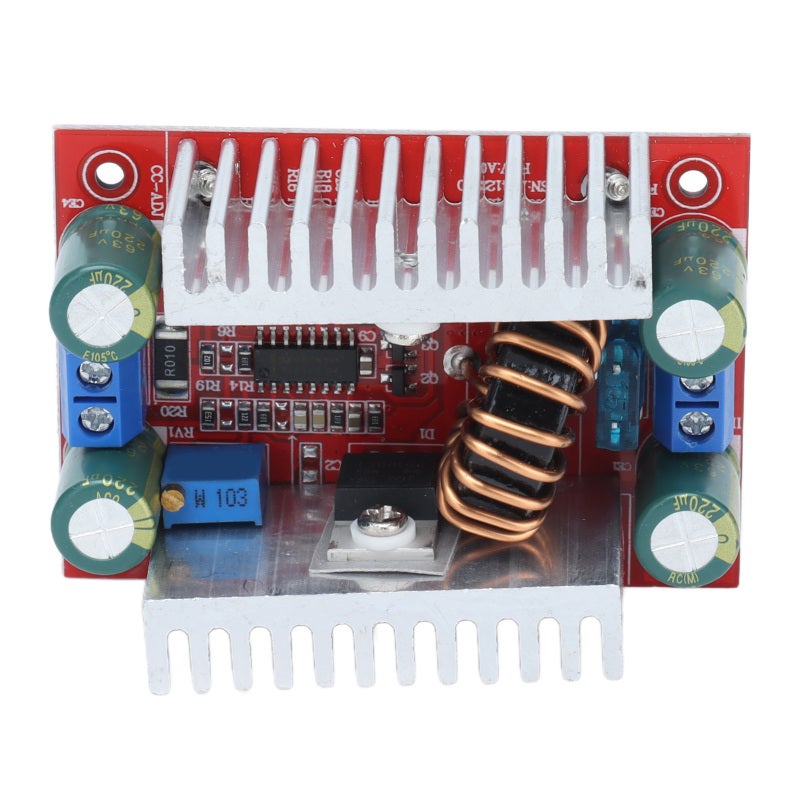 وحدة تحويلية دافعة (Boost Converter Module): مدخل 8.5 فولت - 50 فولت، مخرج قابل للتعديل 10 فولت - 60 فولت، مدخل 15 أمبير، مخرج 12 أمبير - اتصال بواسطة أطراف برغي، 2 منصات تسخين، محول صعودي عالي الكفاءة بنسبة 96% للأجهزة الإلكترونية ومشاريع الاصنع بنفسك (DIY) - Image 2