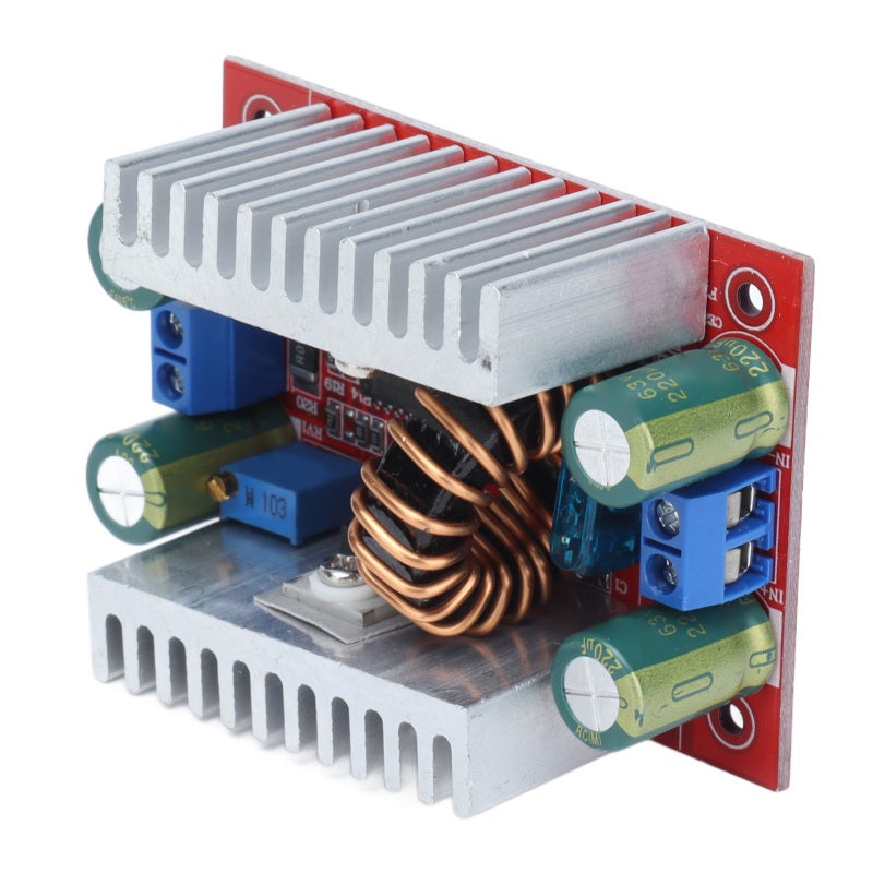 وحدة تحويلية دافعة (Boost Converter Module): مدخل 8.5 فولت - 50 فولت، مخرج قابل للتعديل 10 فولت - 60 فولت، مدخل 15 أمبير، مخرج 12 أمبير - اتصال بواسطة أطراف برغي، 2 منصات تسخين، محول صعودي عالي الكفاءة بنسبة 96% للأجهزة الإلكترونية ومشاريع الاصنع بنفسك (DIY) - Image 4