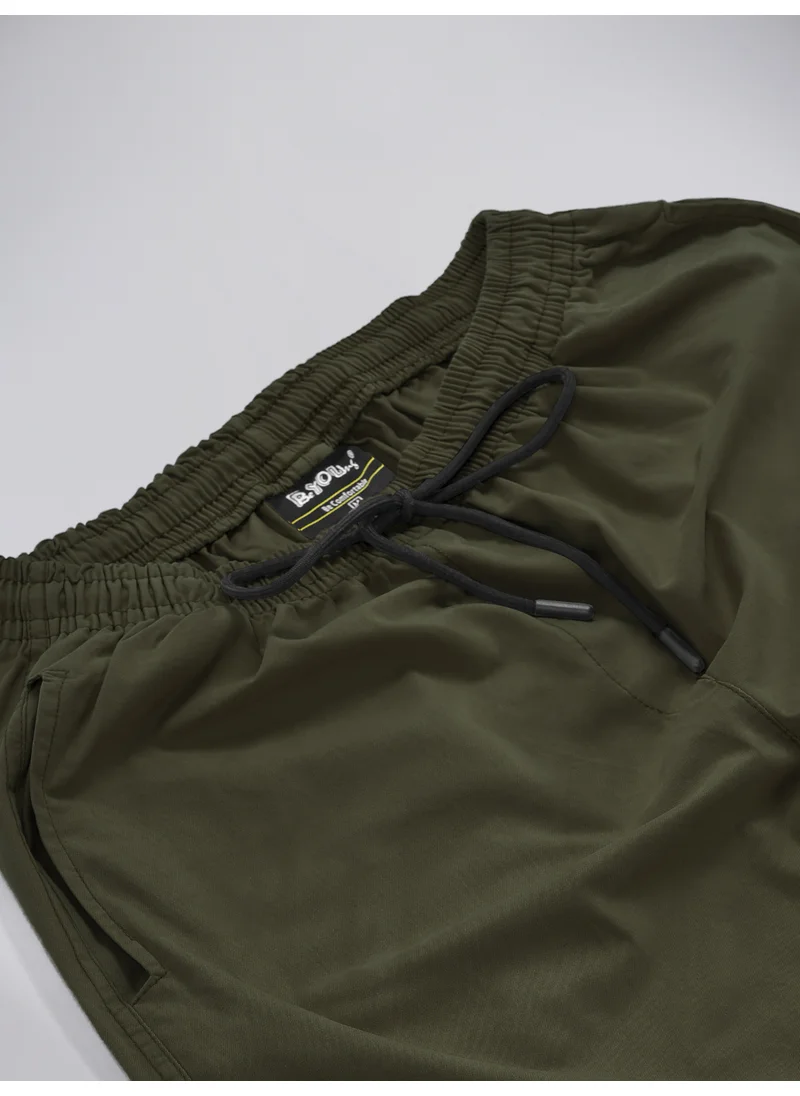 Beyoung Army Green Cotton Cargo Joggers
