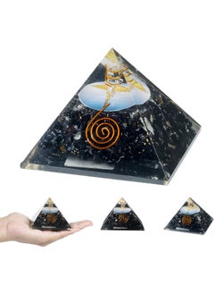 Crocon Crocon Black Tourmaline Gemstone Orgone Pyramid with Caduceus Symbol for Chakra Stone Balancing Reiki Crystal Healing Spiritual Meditation Decor Size: 2.5-3 Inch 