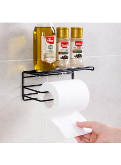 Marlac Wood Marlac Wood 1 Pc Adhesive Toilet Paper Holder with Shelf WallMounted Tissue Paper Roll Towel Holder Storage Rack Standard Size Black  - Image 5