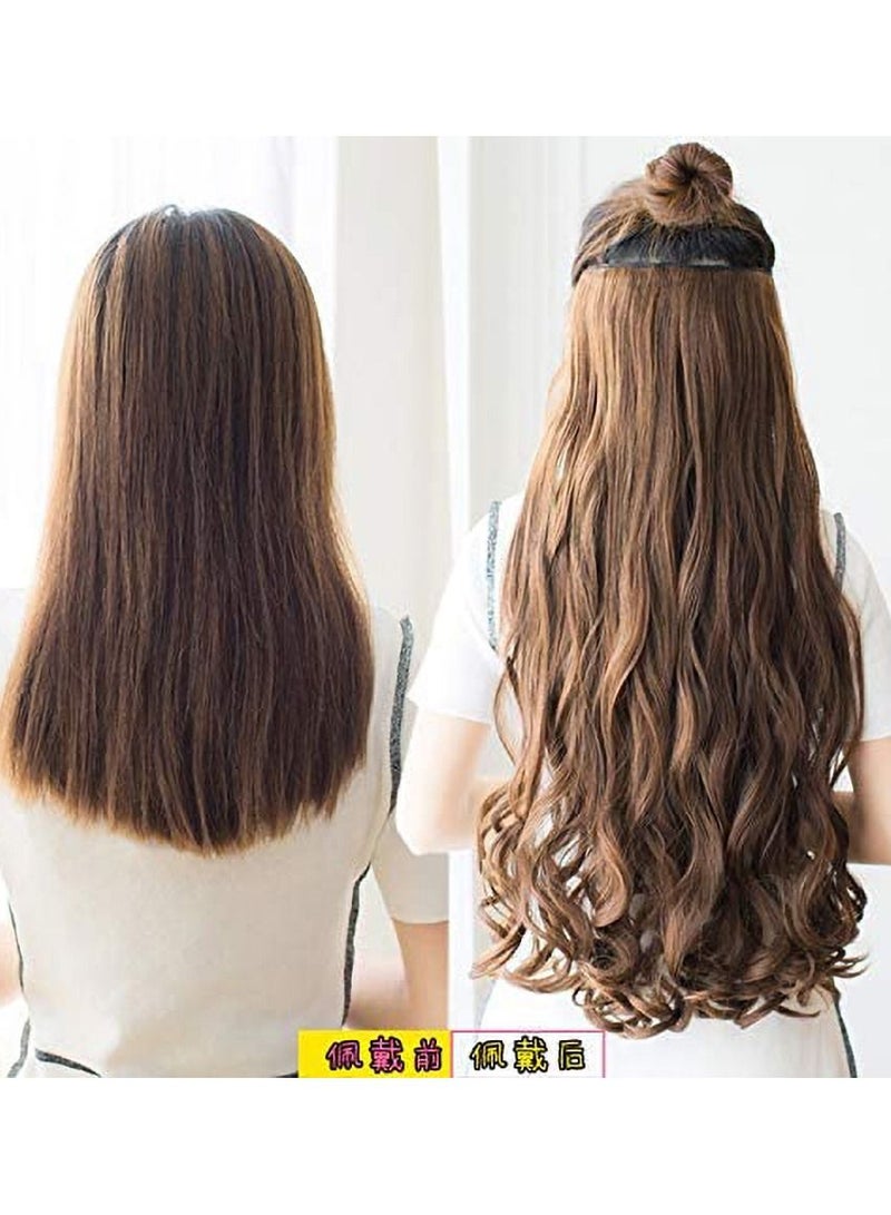 Estelle Eestelle full head one-piece long straight and Body Wave hair extension, with 5 clips, suitable for women and girls (#2M30, Body Wave) - Image 3