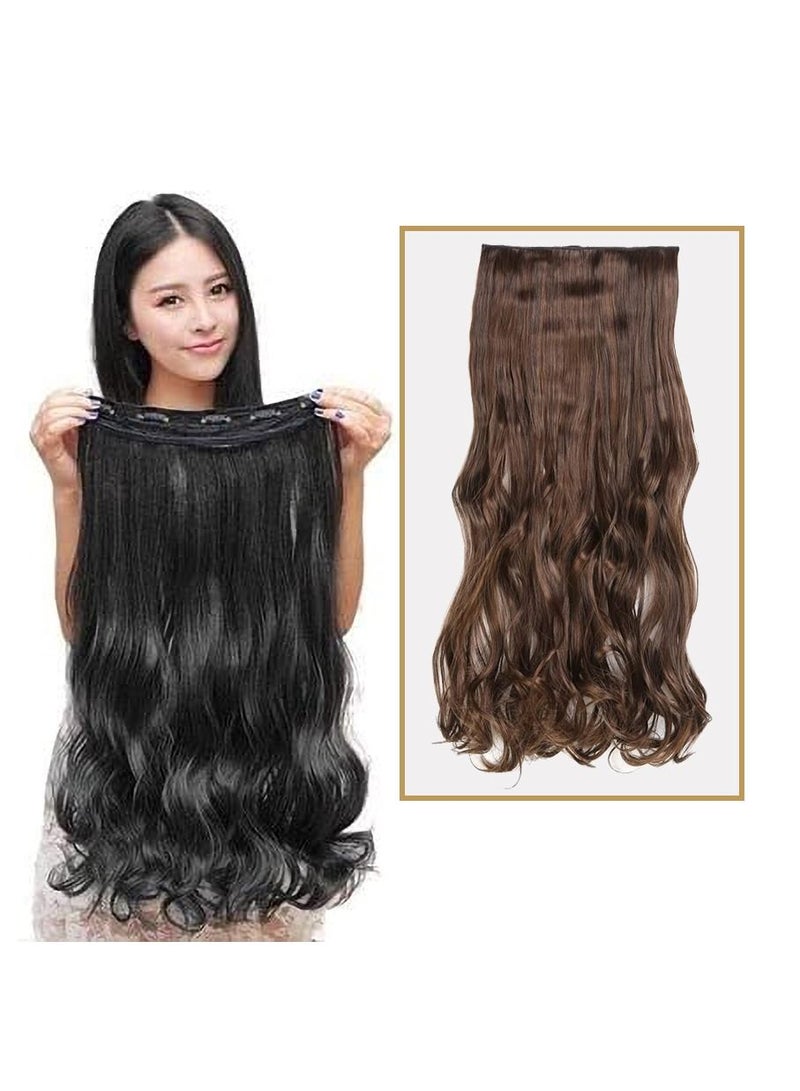 Estelle Eestelle full head one-piece long straight and Body Wave hair extension, with 5 clips, suitable for women and girls (#2M30, Body Wave) - Image 1