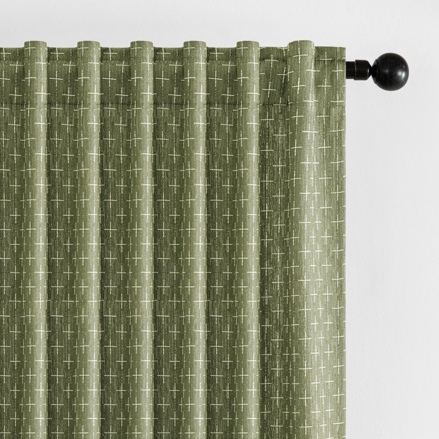 MIULEE Decorative Back Tab Linen Curtains with Geometric Pattern for Living Room Bedroom Farmhouse Rustic Thick Woven Textured Patterned Mudcloth Drapes 84 Inches Long 2 Panels Set, Sage Green