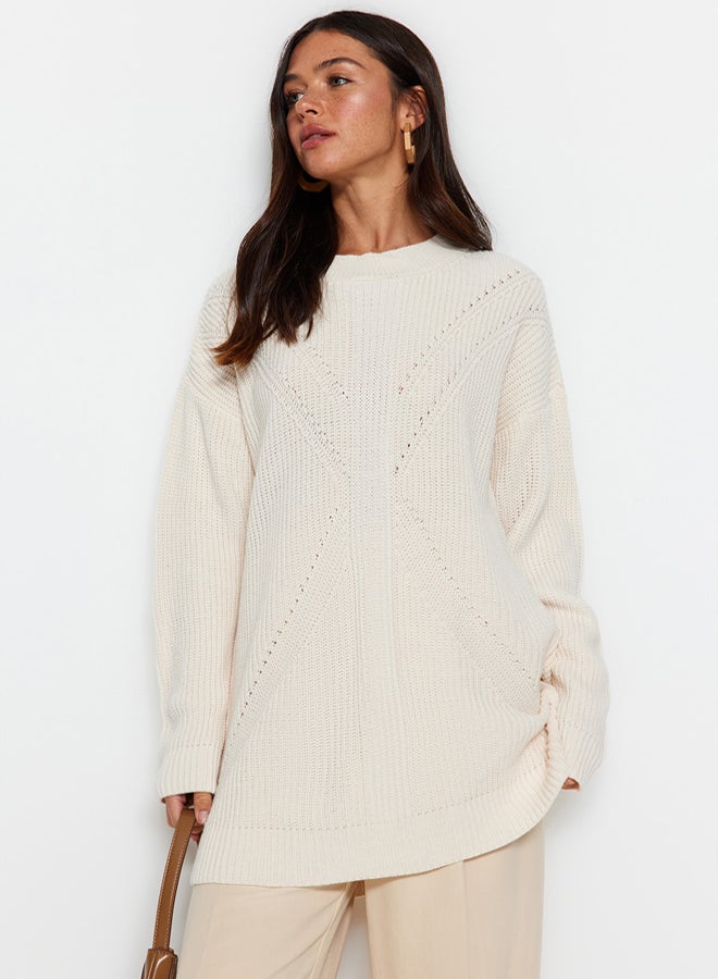 trendyol Stone Crew Neck Knitwear Sweater - Image 1