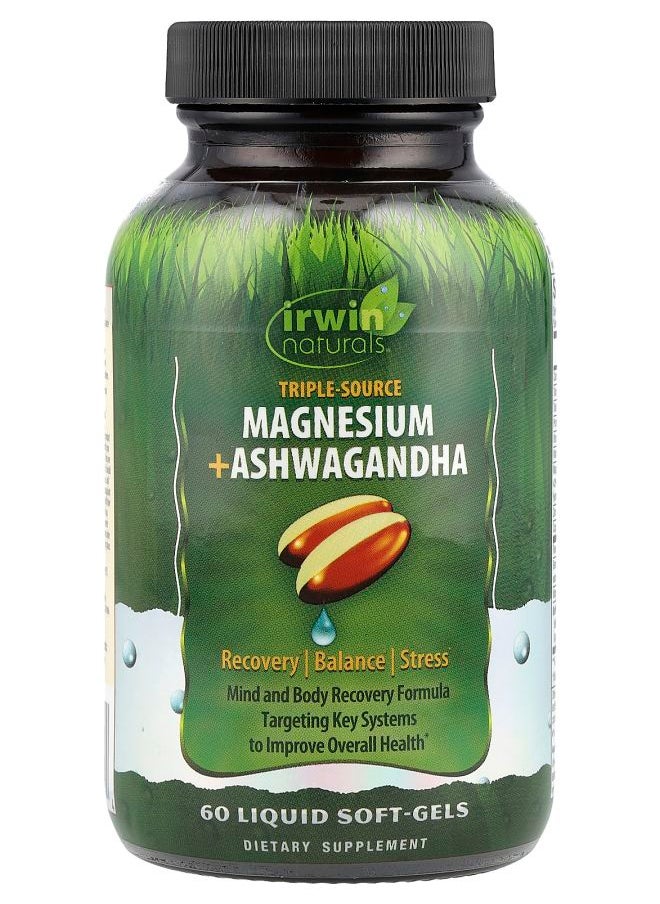 Irwin Naturals Triple Source Magnesium + Ashwagandha 60 Liquid SoftGels 