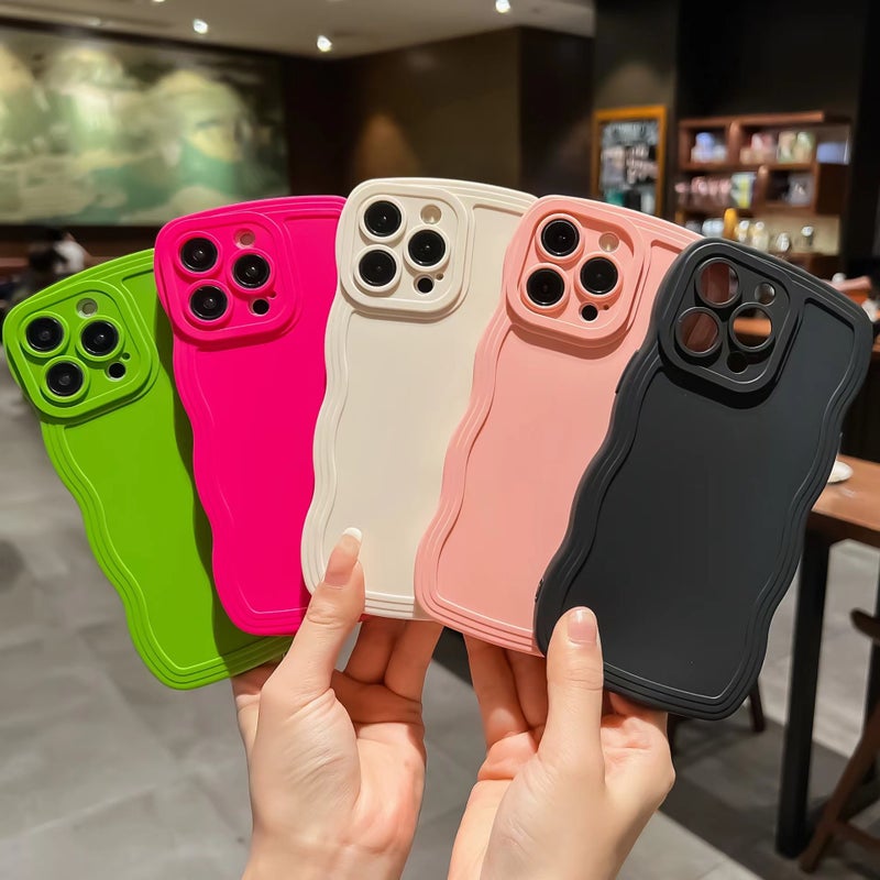 For Apple Mobile Phone Case Solid Color Large Wave All-Inclusive Fine Hole Iphone16 Anti-Drop Apple 1514 - Image 2