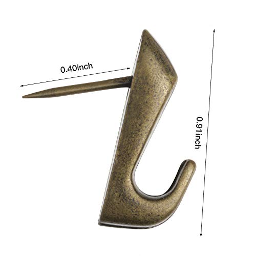 Hotop 30 Pieces 20 Lbs Pin Hooks Push Pin Hangers Metal Picture Hanging Nails for Home Office Wooden or Fabric Wall(Bronze) - Image 2