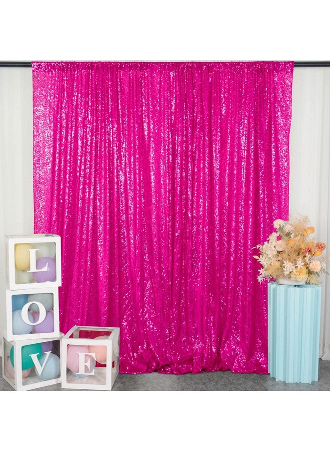 DUOBAO Sequin Backdrop 10X10 Ft Hot Pink Sequin Backdrop Curtain Halloween Decorations Wedding Backdrop 10 Ft Fabric Backdrop Glitter Backdrop For Party - Image 1