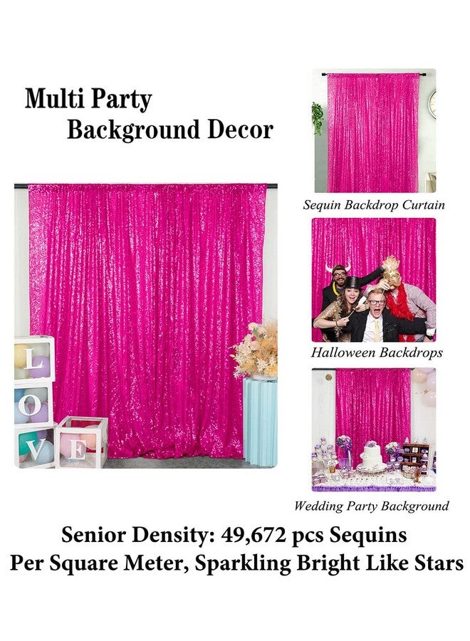 DUOBAO Sequin Backdrop 10X10 Ft Hot Pink Sequin Backdrop Curtain Halloween Decorations Wedding Backdrop 10 Ft Fabric Backdrop Glitter Backdrop For Party - Image 4