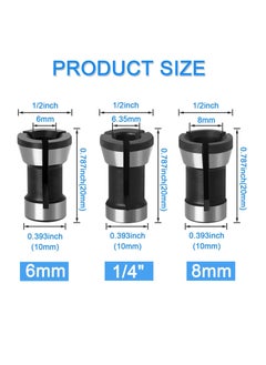 Generic 6Pcs Router Collet Chuck Carbon Steel Collet Woodworking Milling Chuck Adapter for Trimming Engraving Machine Milling Machine Parts 6mm 6.35mm 8mm  - Image 2