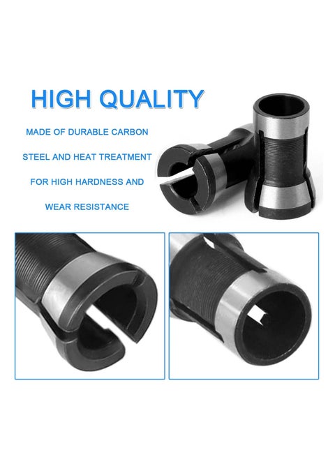 6-Piece Router Collet Chuck Adapter Set – 6mm, 6.35mm, 8mm Sizes, High Precision Steel, For Trimming & Engraving Machines, Woodworking Milling Cutters