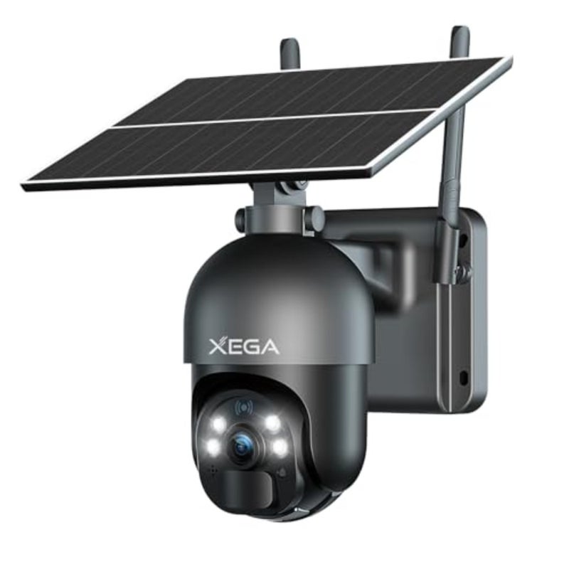 2K Super HD Solar Powered Wireless Outdoor 4G Security Camera, 1 unit, for remote outdoor surveillance, weatherproof ABS+PC housing, real-time motion detection night vision, black, includes SIM card PIR sensor - Image 1
