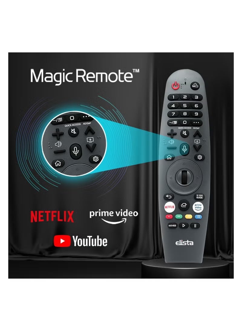 Elista 75-Inch 4K Ultra HD Smart LED TV | WebOS Operating System, Magic Remote with Voice Control, Dolby Audio, HDR10, Bezel-Less Slim Design, Built-in Wi-Fi & Streaming Apps - Image 3