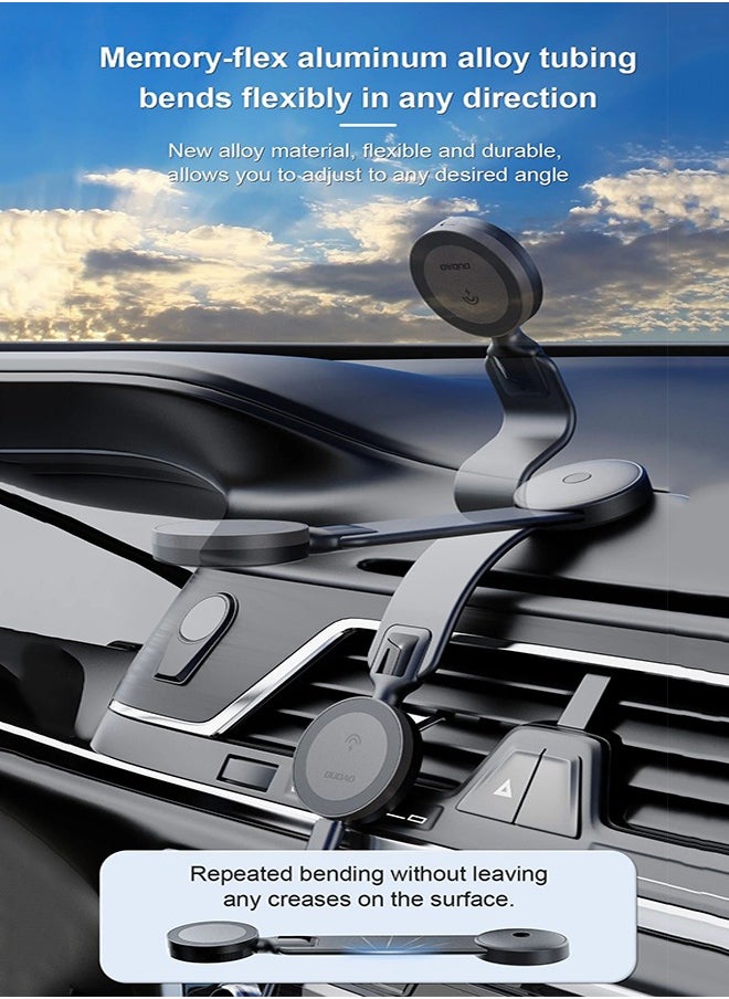 DUDAO - Magsafe Car Mount, 15W Car Wireless Charger, Magnetic Car Phone Holder Car Phone Mount, Magnetic Car Mobile Charger, for All Dashboard, Magnetic Ring included - Image 1